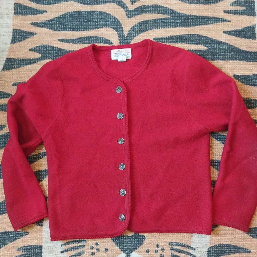 Red Cardigan Wool Sweater